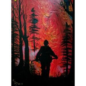 Art Print from my Original Work 11" x 14" "Forest Firefighter" Acid Free